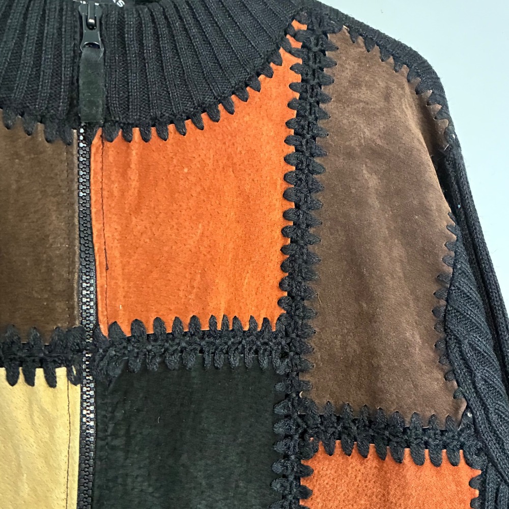 Y2K DESIGNERS STUDIO Patchwork Leather Suede Zip … - image 4